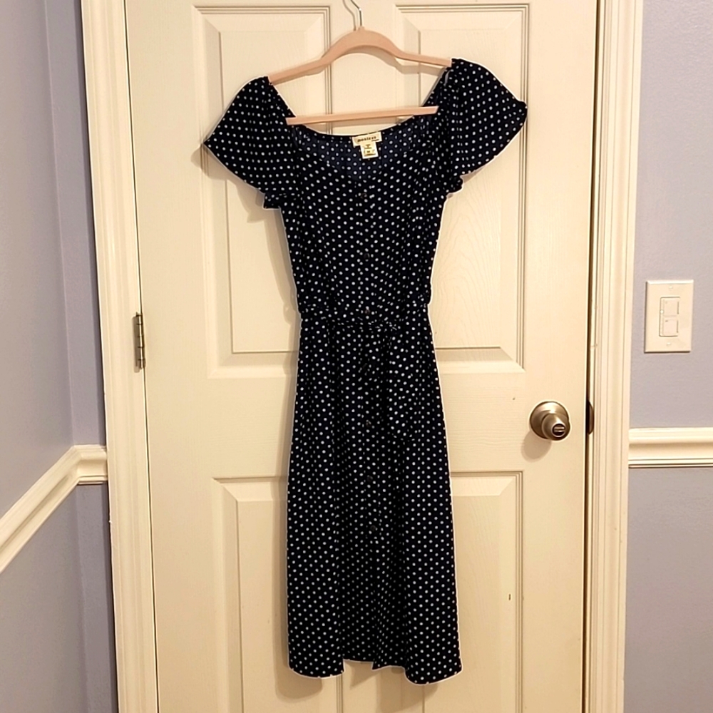 Monteau Navy Polka Dot Dress
